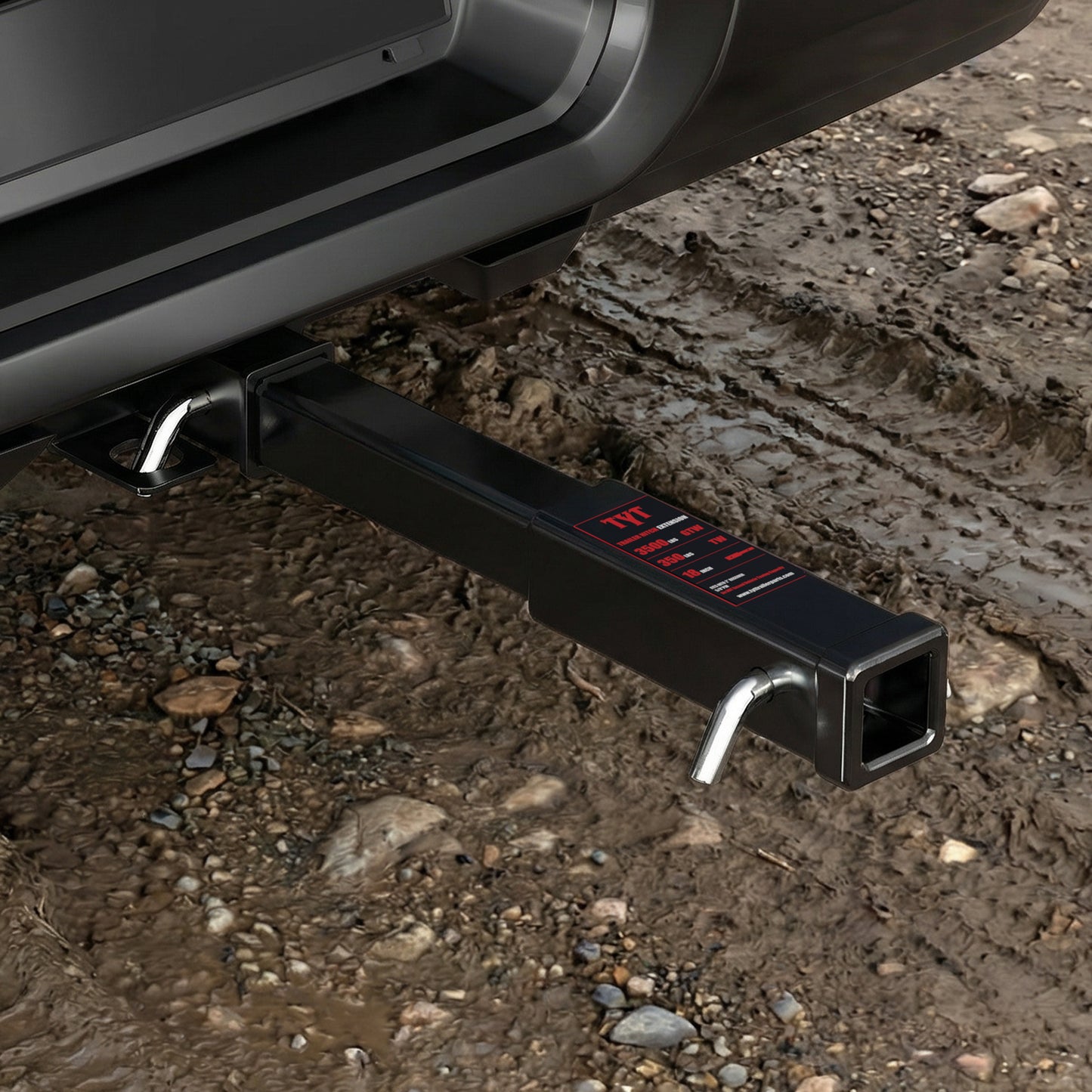 TYT 18" Trailer Hitch Extension, Fits 2 inch Receiver Tube,with 5/8" Advanced Hitch Pin 2-Pack, 3500 lbs GTW / 350 lbs TW - TYT4WD