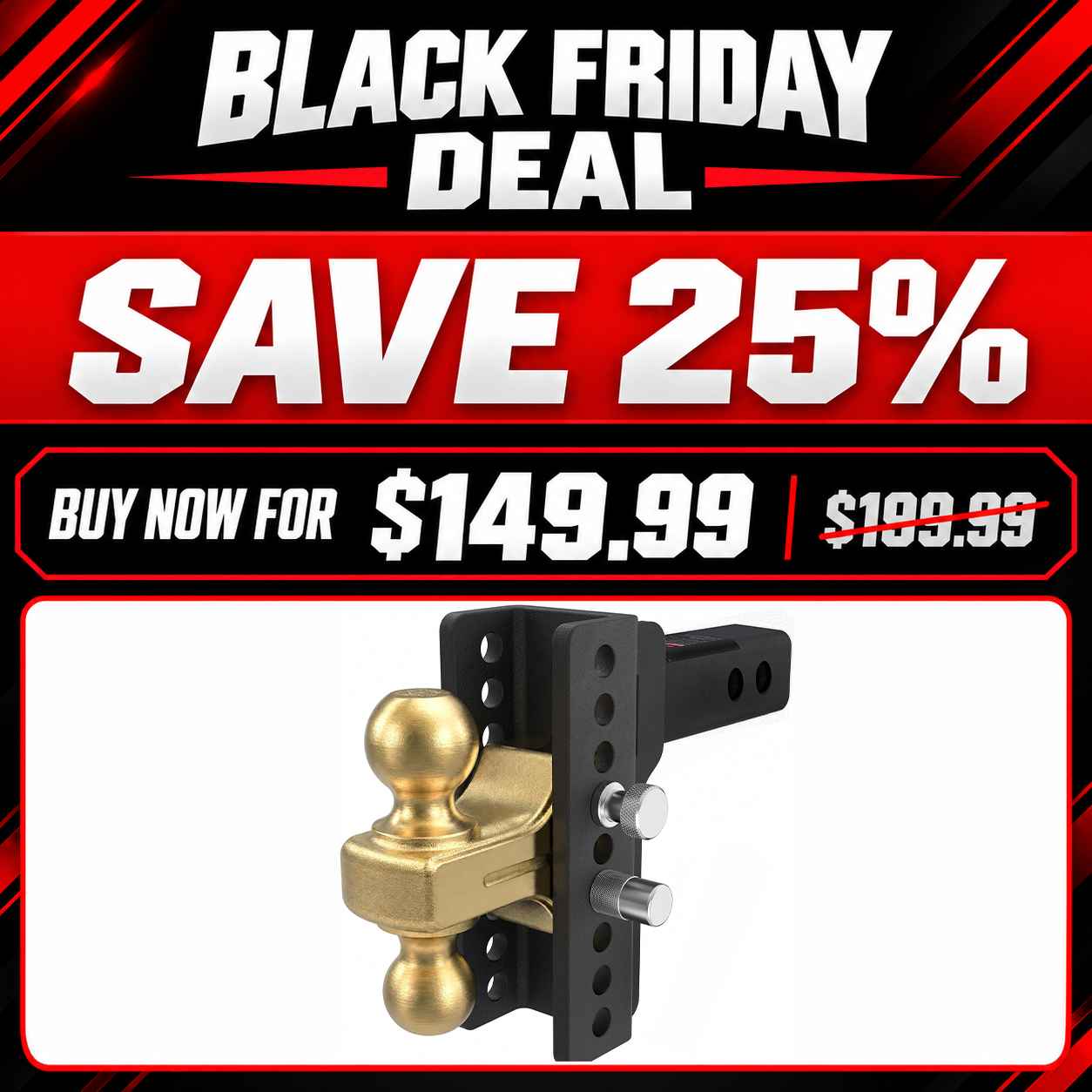 TYT 22K Heavy-Duty Adjustable Dual-Ball Hitch for 2.5″ Receiver - TYT4WD