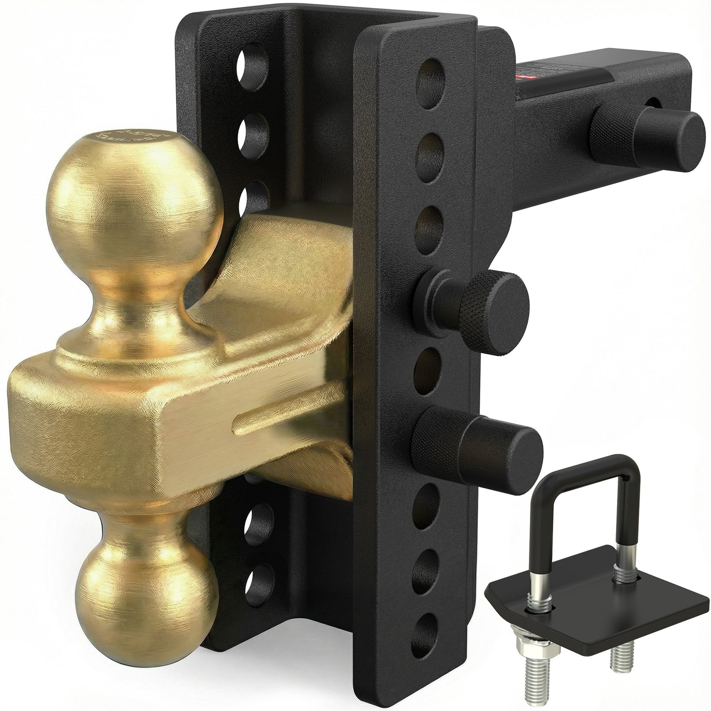 TYT Adjustable Truck Trailer Hitch for 2.5 inch Receiver, 6" Drop/Rise Tow Hitch with Dual Balls (2" & 2-5/16")(Gold),Includes Two Pin Locks & Hitch Tightener - TYT4WD