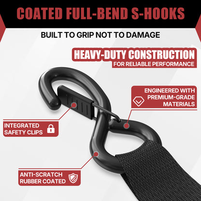 TYT 2" x 10' Retractable Ratchet Straps (2PCS) - TYT4WD