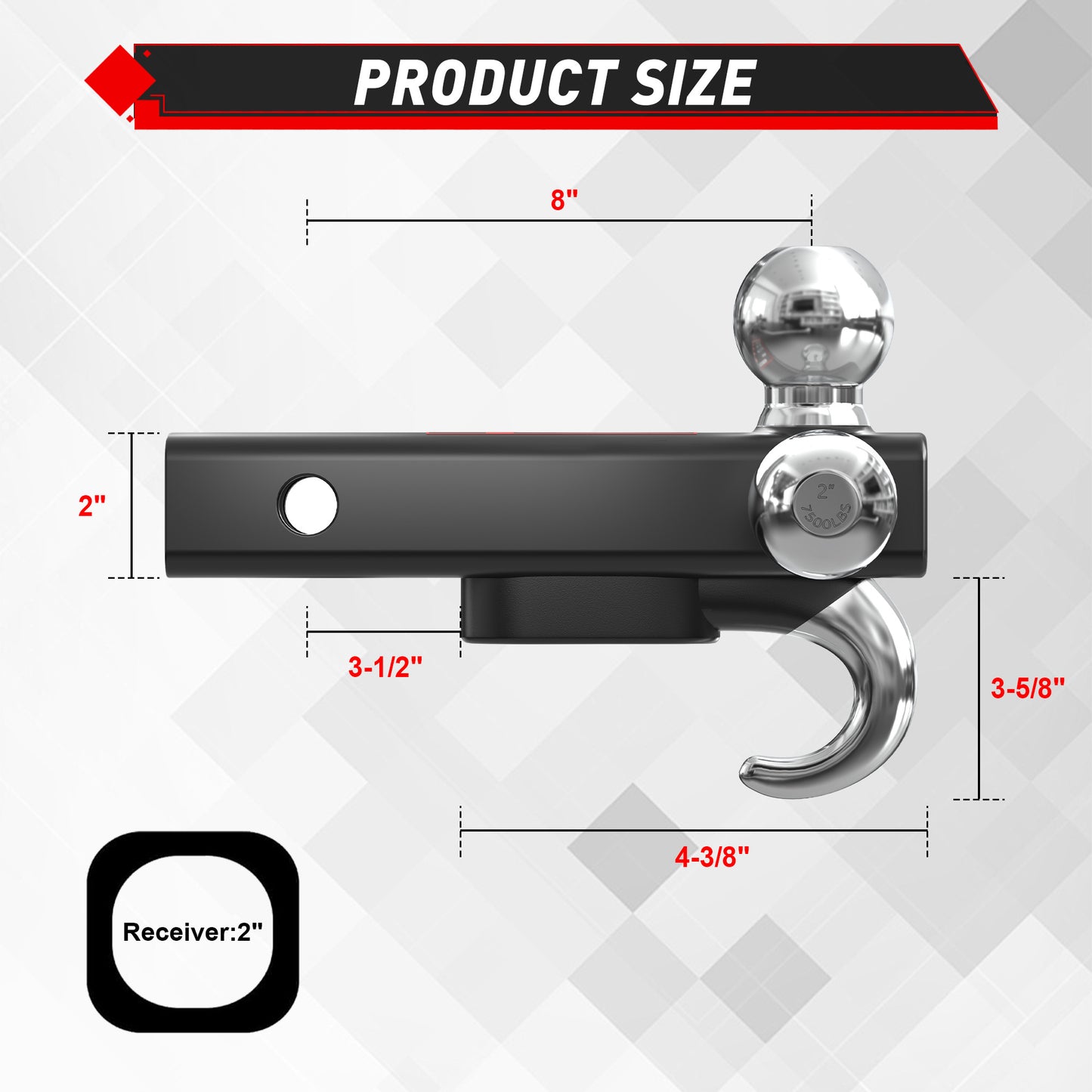 TYT Tri-Ball Mount with Tow Hook - TYT4WD