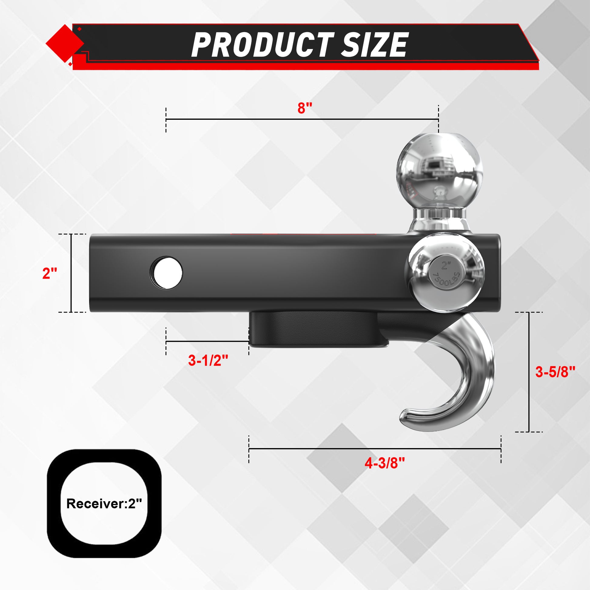 TYT Tri-Ball Mount with Tow Hook - TYT4WD