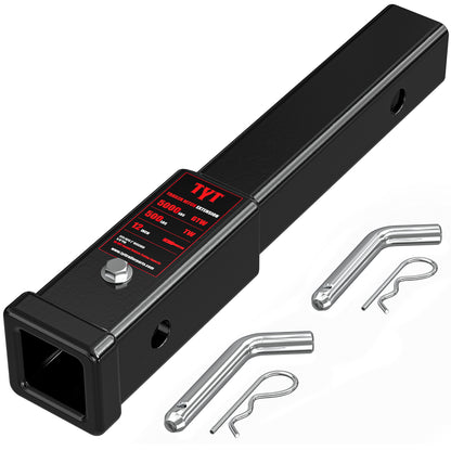 TYT 12" Trailer Hitch Extension for 2 inch Receiver Tube Extender，Includes 2 Sets of 5/8" Premium Hitch Pin, 5000 lbs GTW / 500 lbs TW - TYT4WD