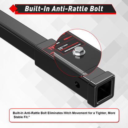 TYT 12" Trailer Hitch Extension for 2 inch Receiver Tube Extender，Includes 2 Sets of 5/8" Premium Hitch Pin, 5000 lbs GTW / 500 lbs TW - TYT4WD