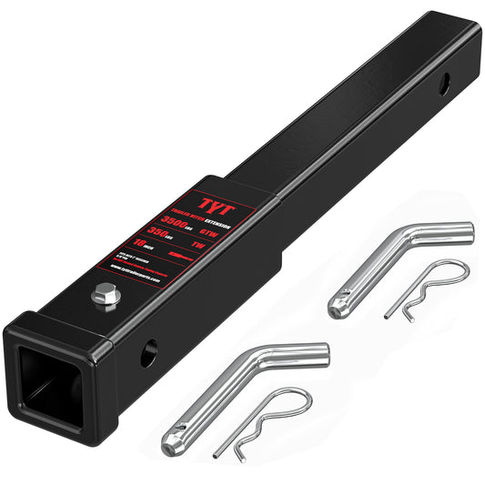 TYT 18" Trailer Hitch Extension, Fits 2 inch Receiver Tube,with 5/8" Advanced Hitch Pin 2-Pack, 3500 lbs GTW / 350 lbs TW - TYT4WD