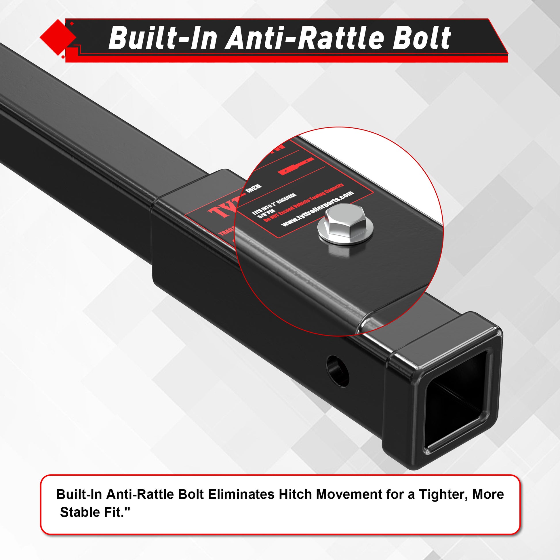 TYT 18" Trailer Hitch Extension, Fits 2 inch Receiver Tube,with 5/8" Advanced Hitch Pin 2-Pack, 3500 lbs GTW / 350 lbs TW - TYT4WD