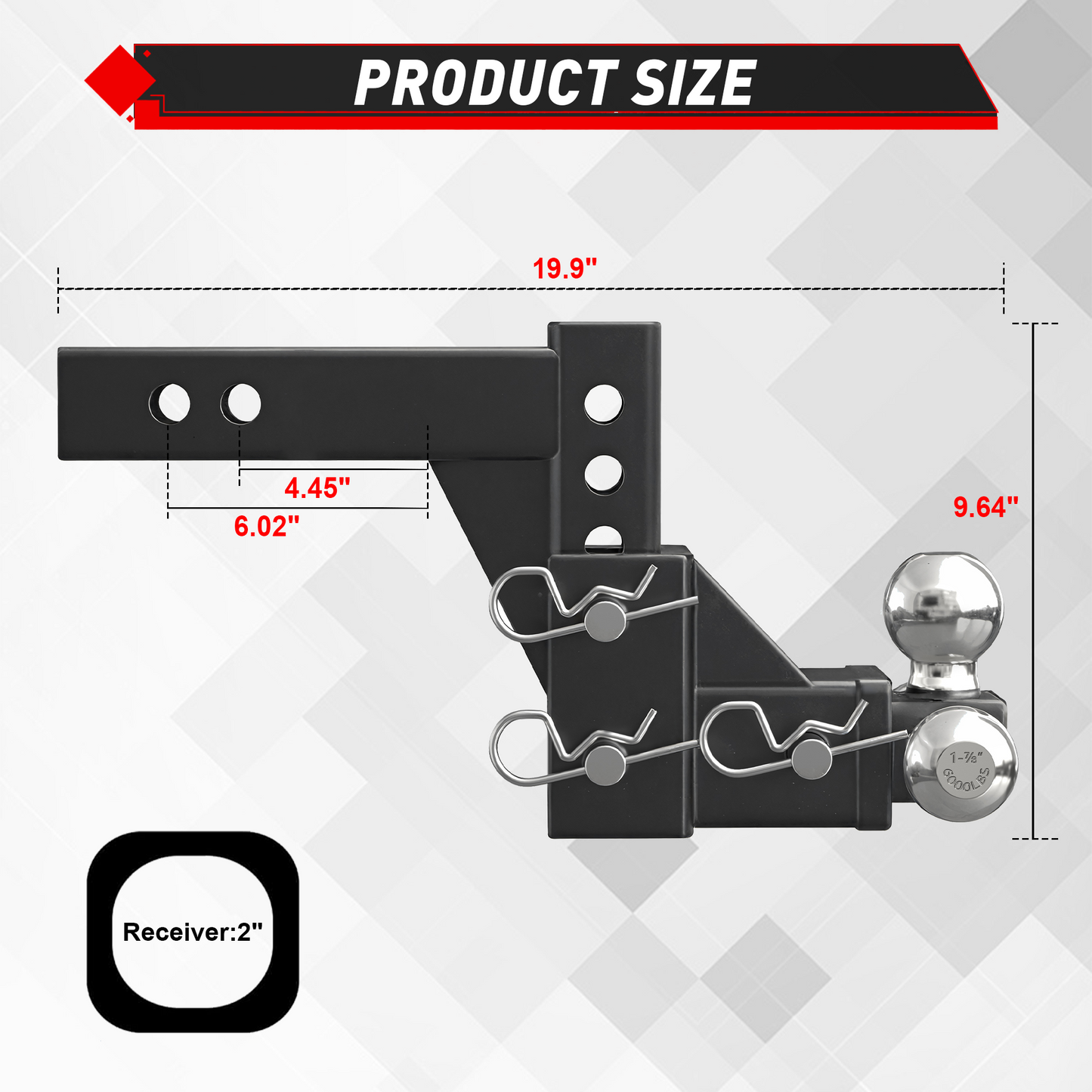 TYT Adjustable Trailer Hitch 3-in-1 Tri-Ball Mount - TYT4WD
