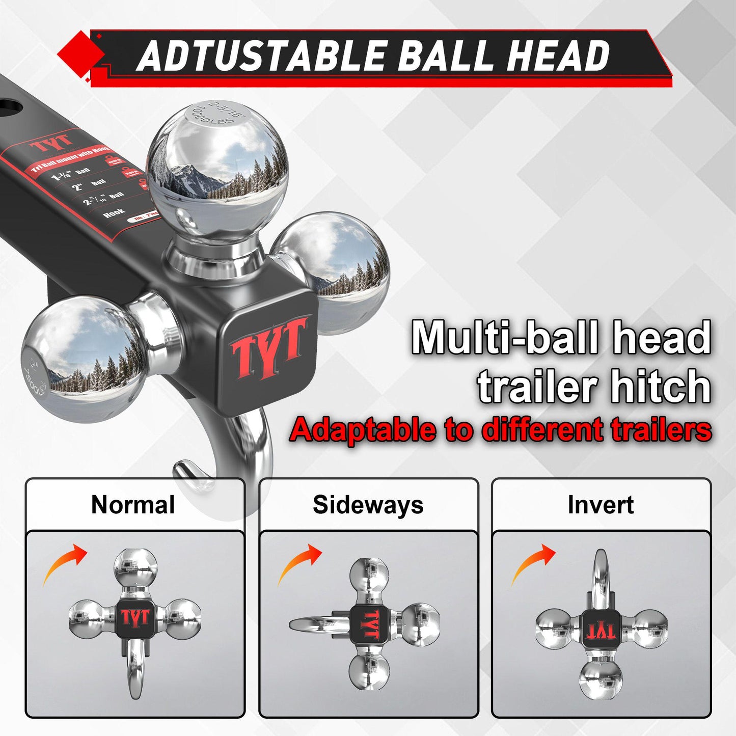 TYT Tri-Ball Mount with Tow Hook - TYT4WD