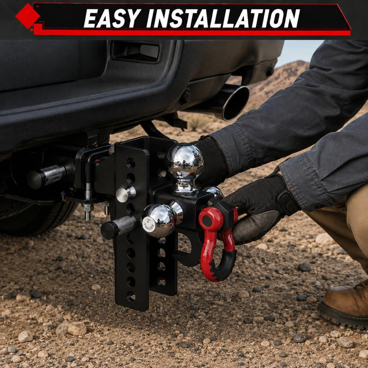 TYT Adjustable Tri-Ball Hitch for 2″ Receiver – Up to 10K GTW - TYT4WD