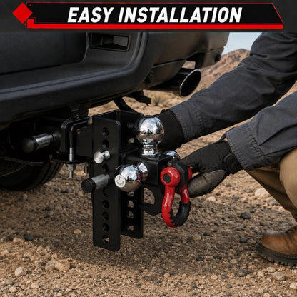 TYT Adjustable Tri-Ball Hitch for 2″ Receiver – Up to 10K GTW - TYT4WD