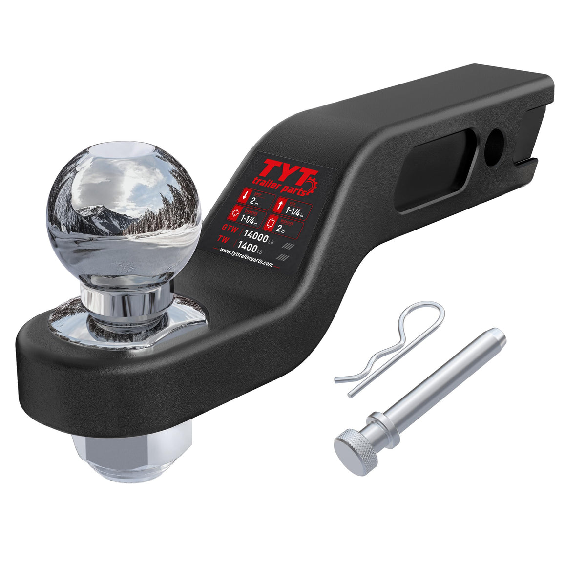 TYT 2-5/16" Ball Heavy Duty Forged Trailer Hitch Ball Mount for 2" Receiver