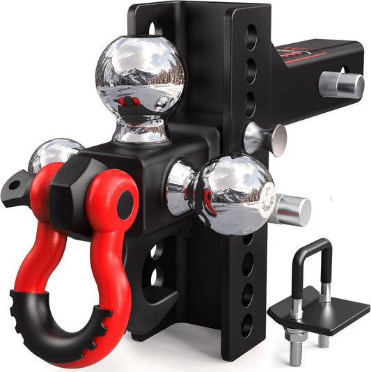 TYT Adjustable 5-in-1 Tri-Ball Hitch Ball Mount for 2-1/2 in Receiver