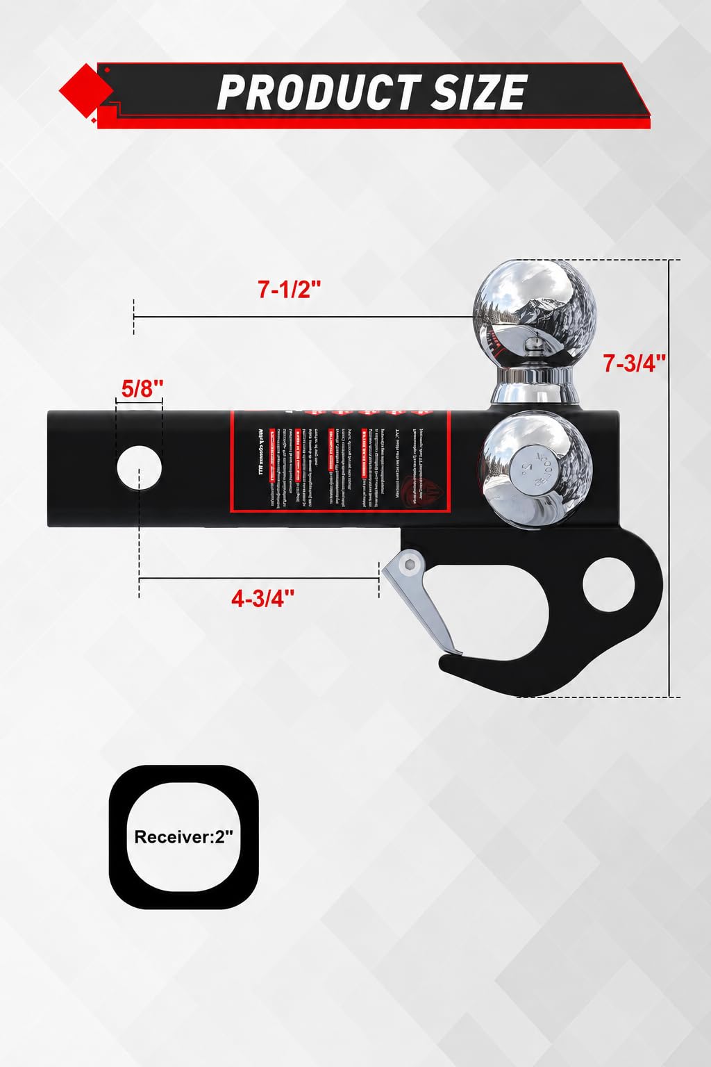 TYT 5-in-1 Tri-Ball Hitch Ball Mount for 2-Inch Receiver, 10,000 lbs GTW