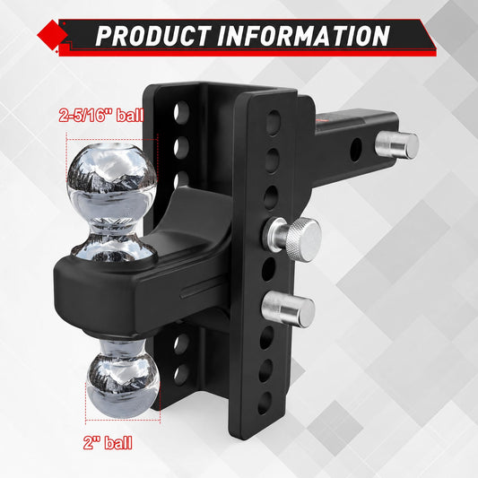 TYT Adjustable Heavy Duty Trailer Hitch Ball Mount for 2-Inch Receiver - TYT4WD