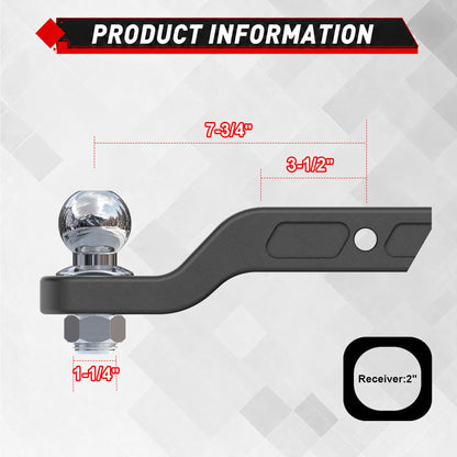 TYT 2-5/16" Ball Heavy Duty Forged Trailer Hitch Ball Mount for 2" Receiver