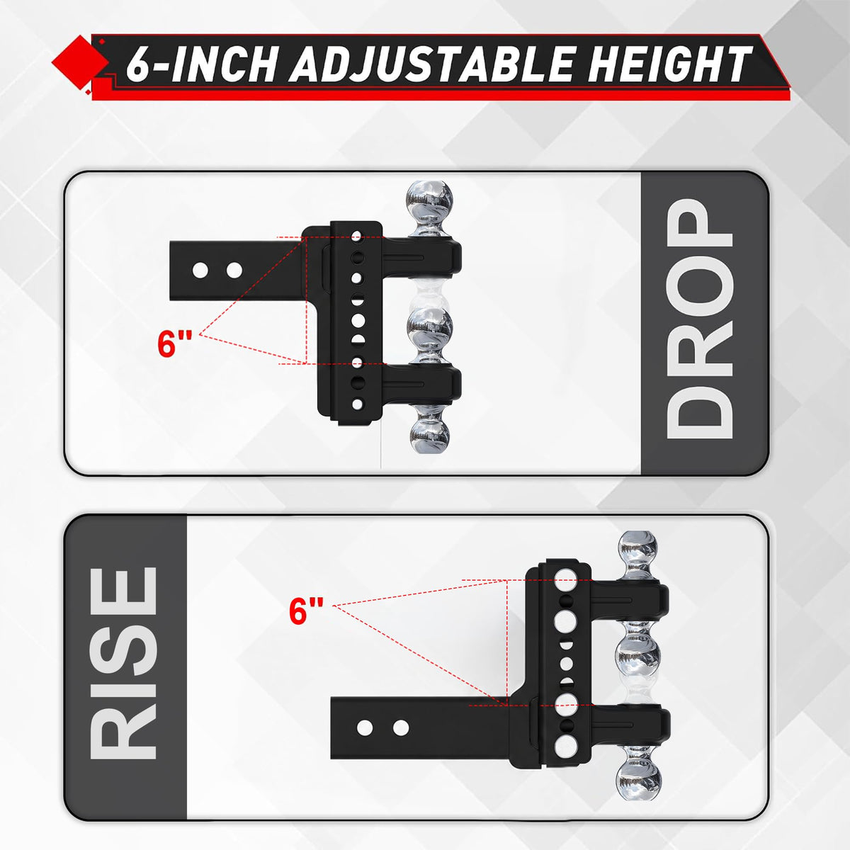 TYT Adjustable Heavy Duty Trailer Hitch Ball Mount for 2.5" Receiver - TYT4WD
