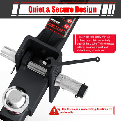TYT Adjustable Trailer Hitch Ball Mount with Lock&Pin&Rotatable Tow Shackle, Fits 2-in Receiver, 5" Rise/Drop, 2-in, 2-5/16-in Hitch Ball, 10000LBS GTW, Ultra Quiet - TYT4WD