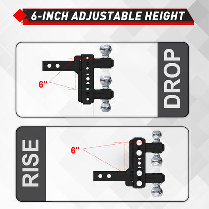 TYT Adjustable Heavy Duty Trailer Hitch Ball Mount for 2-Inch Receiver - TYT4WD