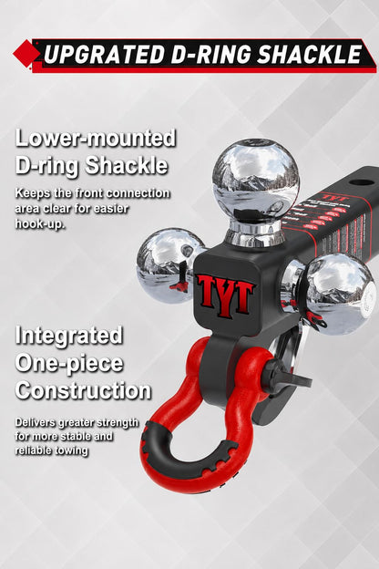 TYT 5-in-1 Tri-Ball Hitch Ball Mount for 2-Inch Receiver, 10,000 lbs GTW