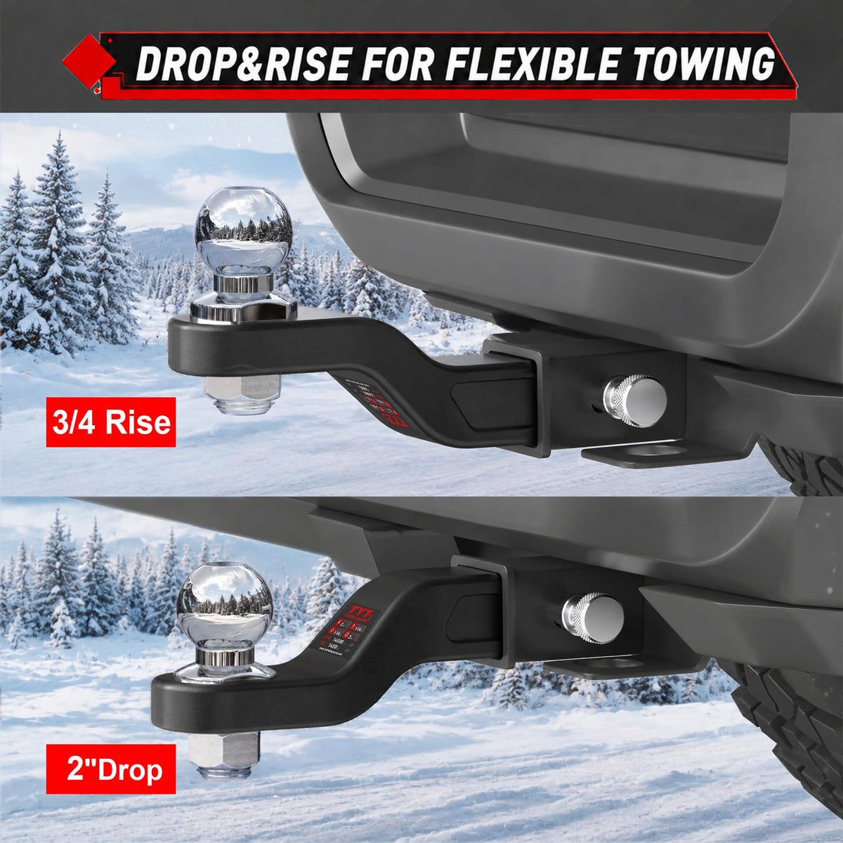 TYT 2-5/16" Ball Heavy Duty Forged Trailer Hitch Ball Mount for 2" Receiver