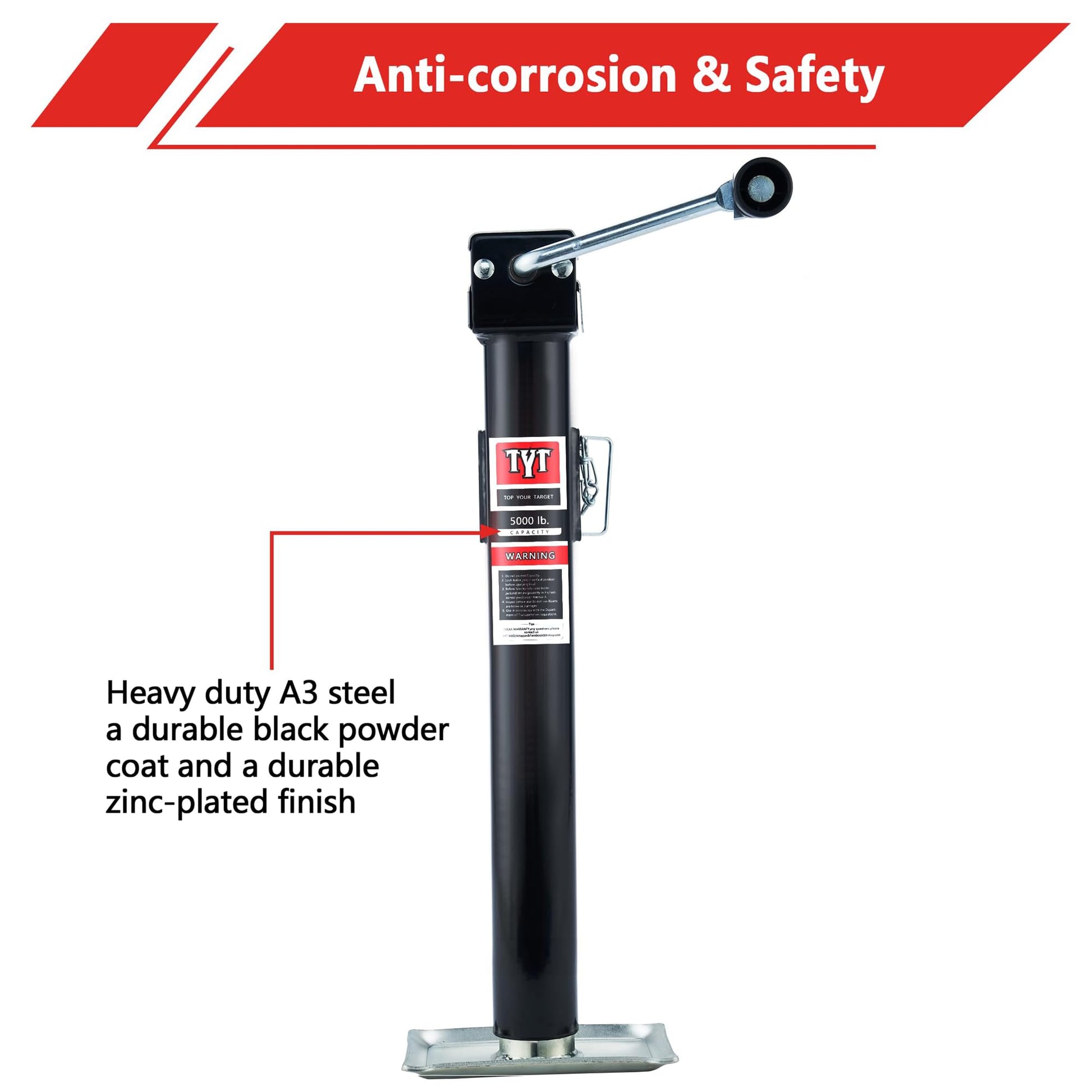 TYT 5000 lbs Weld-On Swivel Trailer Jack – 15" Lift Travel Jack - TYT4WD