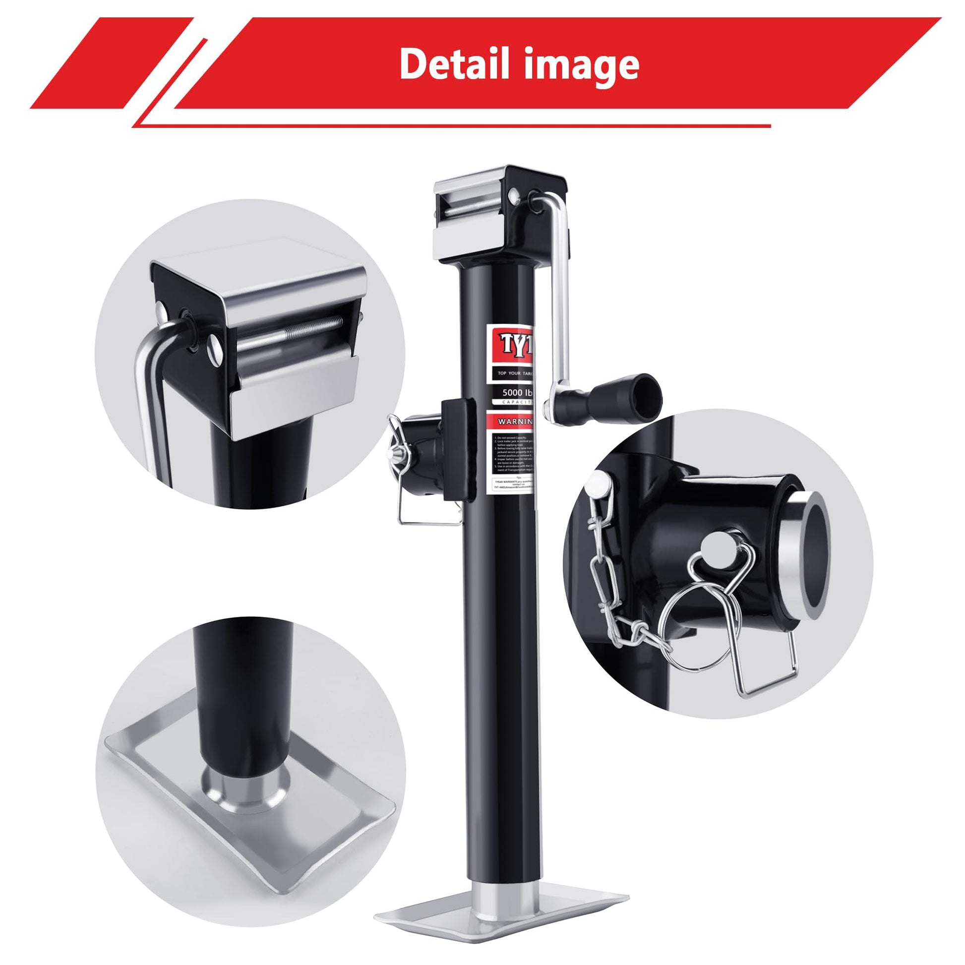 TYT 5000 lbs Weld-On Swivel Trailer Jack – 15" Lift Travel Jack - TYT4WD