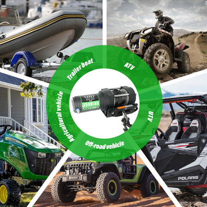 TYT 3500 lb ATV Winch with 7/32"x 30FT Synthetic Rope, 12V DC Electric Winch with Wireless Remote - TYT4WD