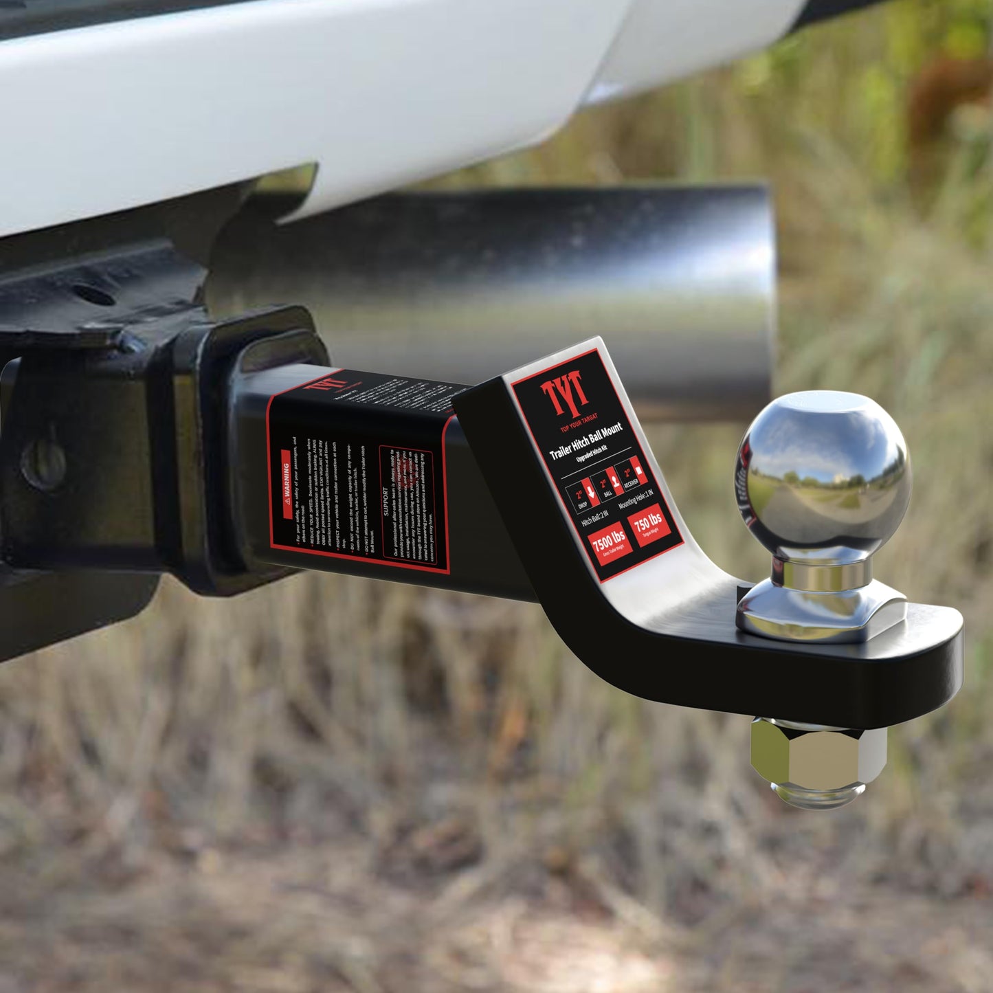 TYT Trailer Hitch Ball Mount with 2 Inch Ball -2 Inch Drop Hitch - TYT4WD