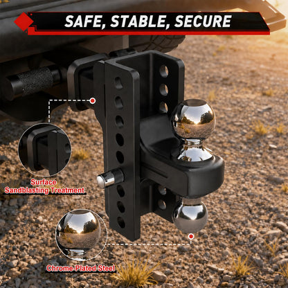 TYT Adjustable Heavy Duty Trailer Hitch Ball Mount for 2.5" Receiver - TYT4WD