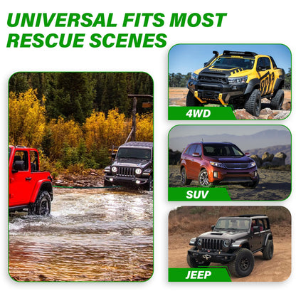 TYT Synthetic Winch Rope Kit - 1/4'' x 50' with 10000 lbs Strength, Protective Sleeve, Heavy Duty Hook, Rubber Stopper, & Safety Pull Strap for Off-Road 4x4 Vehicles (Green) (JPS1450OG) - TYT4WD